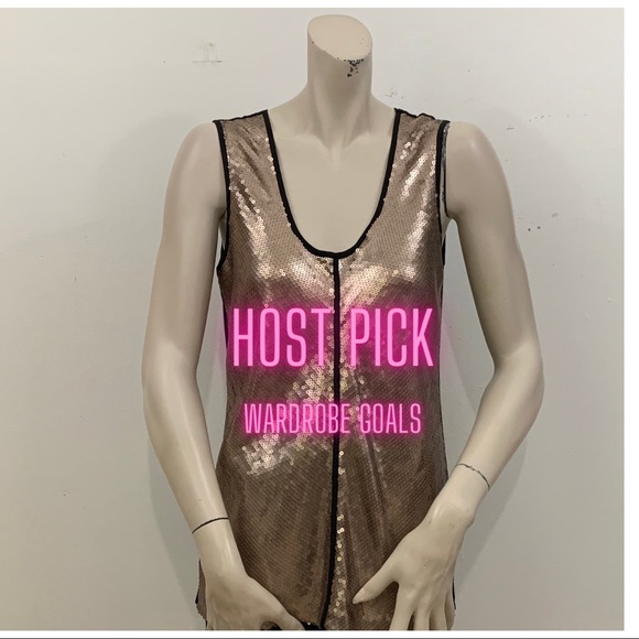 Calvin Klein Tops - CALVIN KLEIN GOLD SEQUINED SLEEVELESS TOP